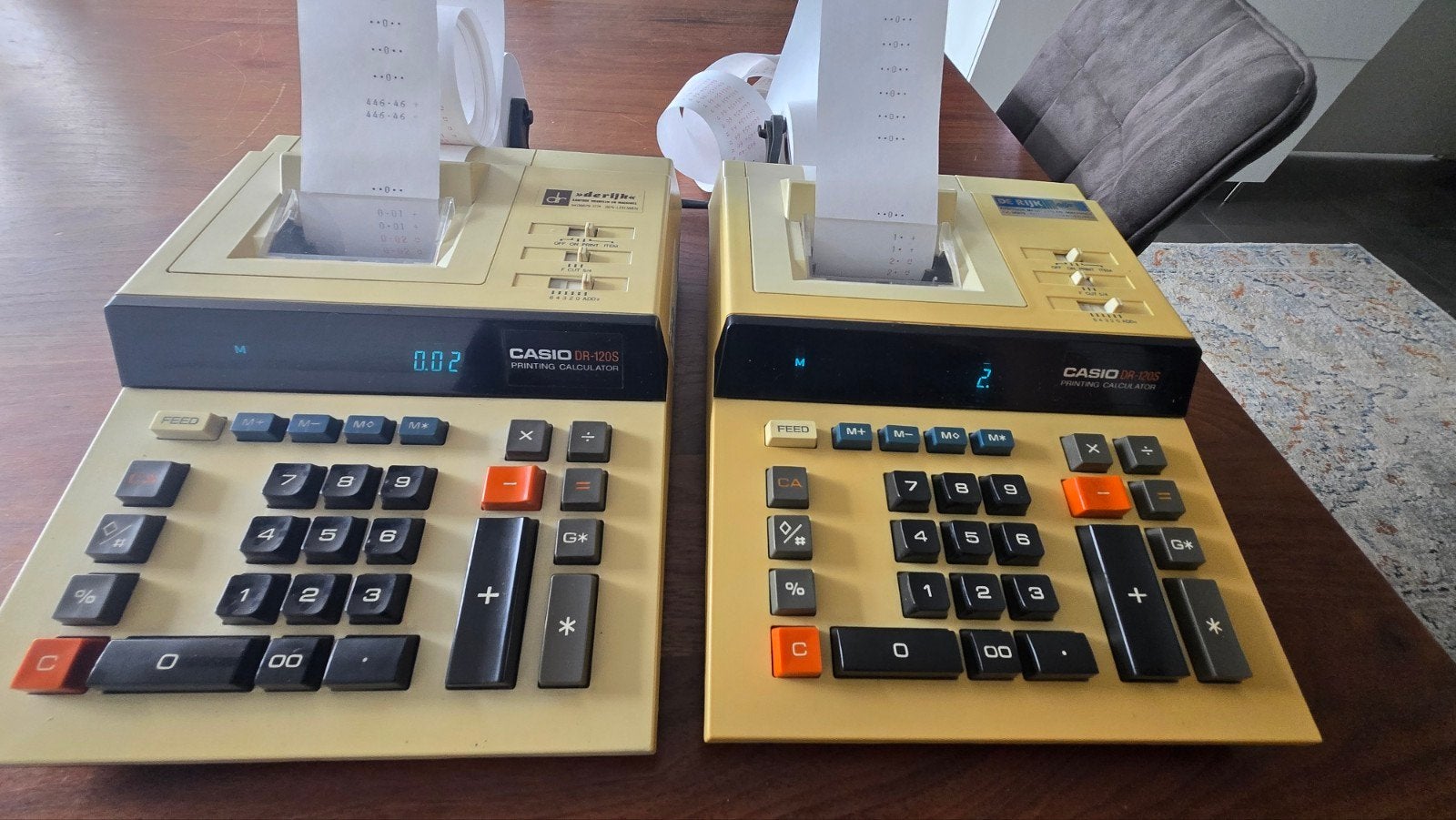 2x Casio DR-120S Printing Calculator – Rood/Zwart lint, Ophalen of Verzenden