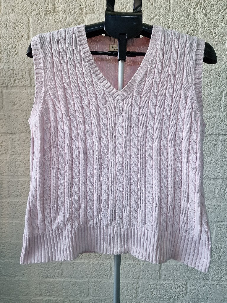 Christian Berg cable knit spencer roze katoen M/L, Ophalen of Verzenden, Zo goed als nieuw, Roze