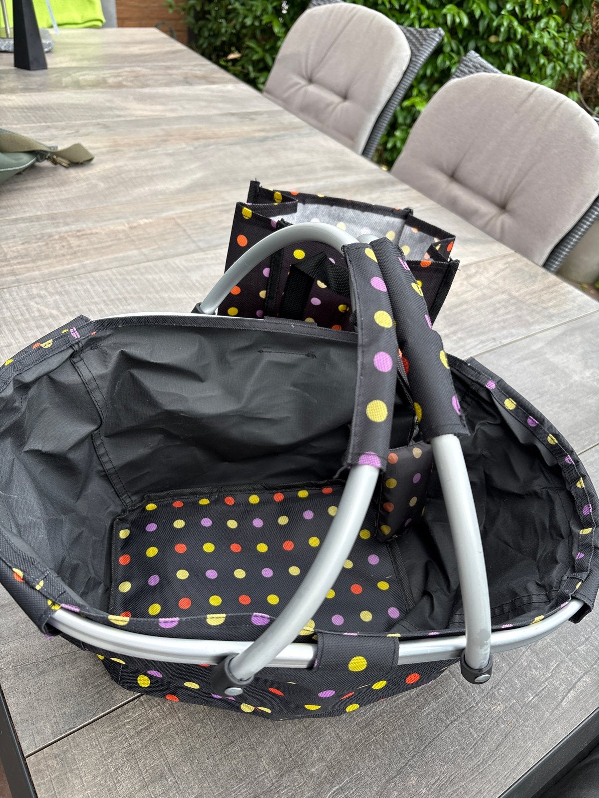 Opvouwbare Boodschappenmand met Stippen, Ophalen, Gebruikt, Meerkleurig, Textiel