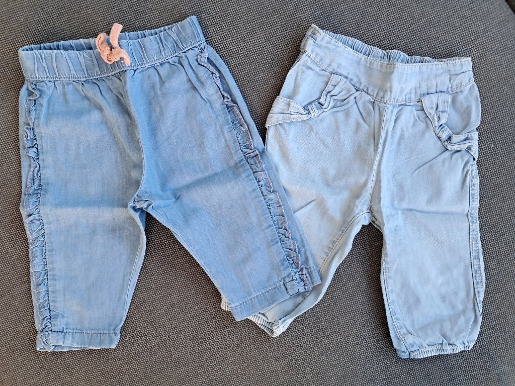K195 Blauwe broekjes HEMA maat 62, Kinderen en Baby's, Babykleding | Maat 62, Gebruikt, Broekje, Meisje, Ophalen of Verzenden