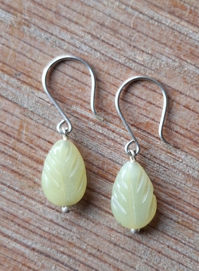 handgemaakte oorbellen echt zilver en gele jade, Sieraden, Tassen en Uiterlijk, Oorbellen, Hangers, Verzenden, Geel, Nieuw