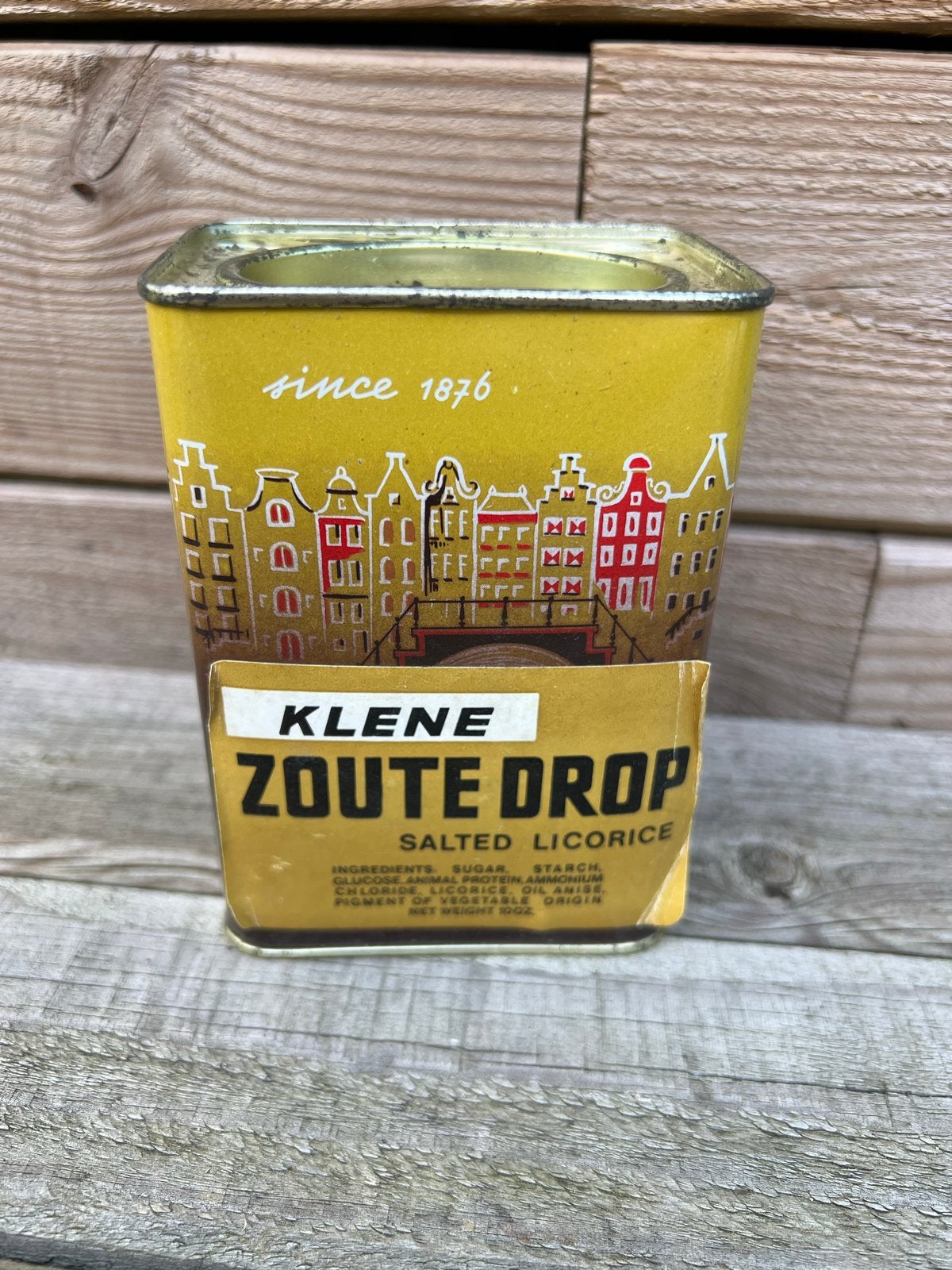 Vintage Klene Zoute Drop Blik - Amsterdam Grachtenpandjes, Ophalen of Verzenden, Gebruikt, Overige, Overige merken