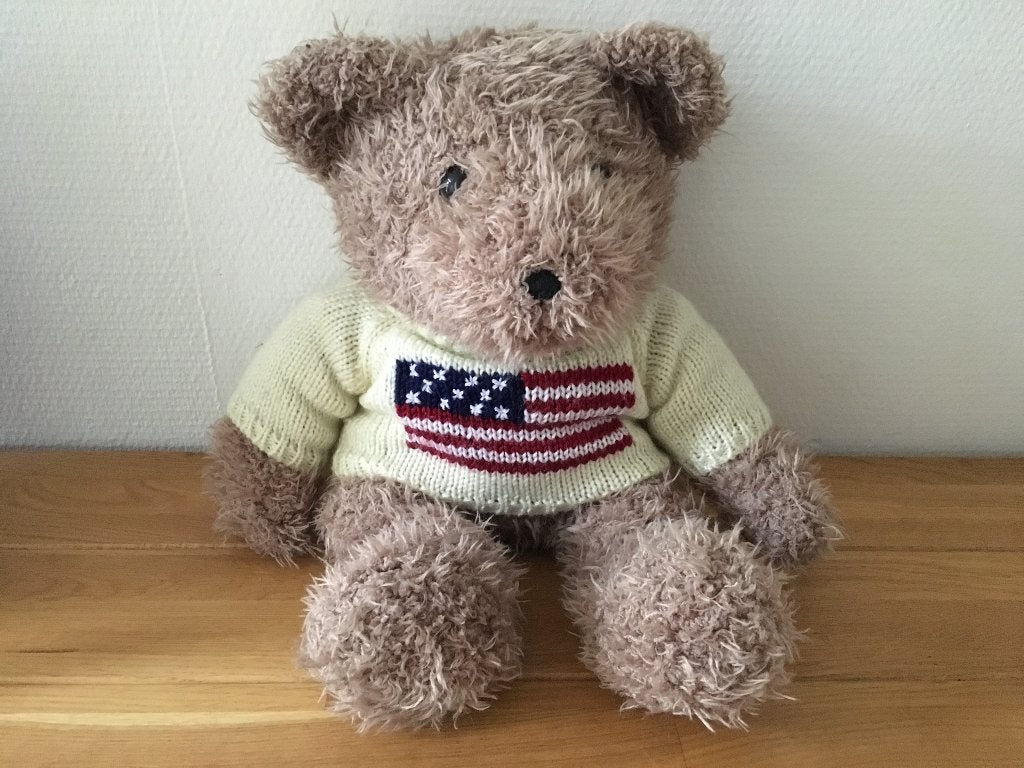 Knuffel beer met trui Amerika print, Ophalen of Verzenden, Nieuw, Beer