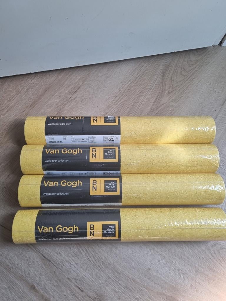 4 rollen behangen Van Gogh oker geel nieuw, Ophalen of Verzenden, Minder dan 10 m², Geel