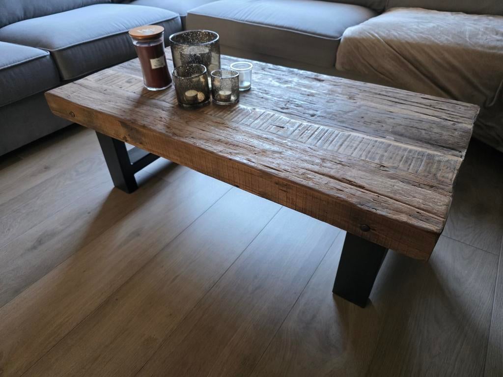 Robuuste oud houten salontafel | Stoer & Sober  40x120x60cm, Ophalen, 100 tot 150 cm, Nieuw, 50 tot 100 cm