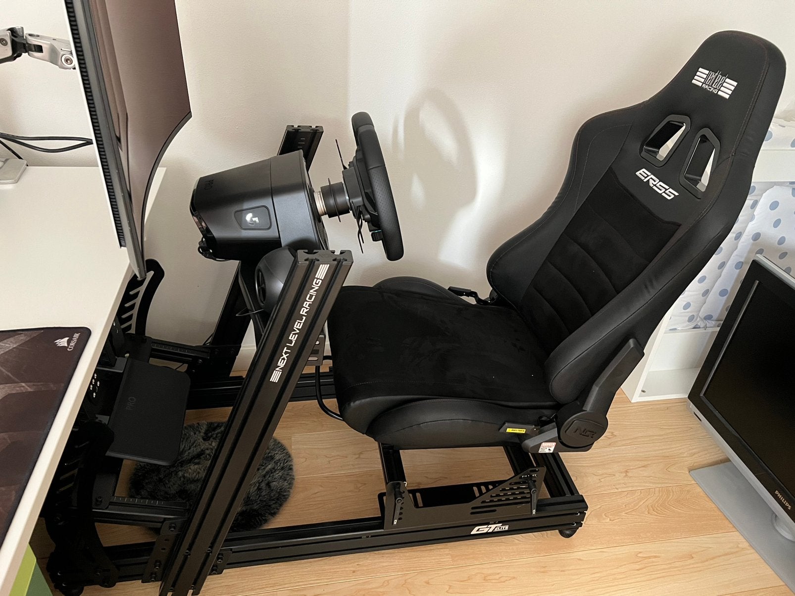Complete simrace stoel met Logitech G pro stuur en pedalen, Ophalen, Zo goed als nieuw, Playseat of Racestoel, PlayStation 1