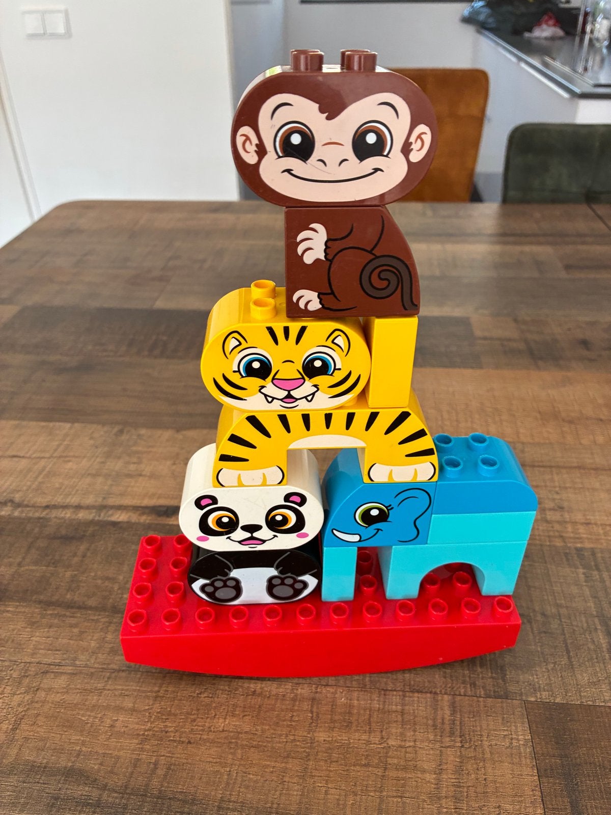 LEGO DUPLO Stapelbare Dieren: Aap, Tijger, Panda, Olifant, Ophalen, Zo goed als nieuw, Overige merken