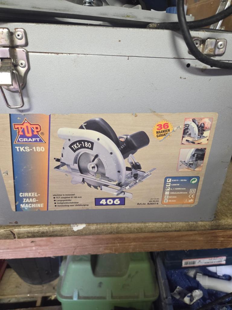 Cirkelzaag Top Craft TKS-180, Doe-het-zelf en Verbouw, Gereedschap | Zaagmachines, Ophalen, Gebruikt, Cirkelzaag, 30 tot 70 mm