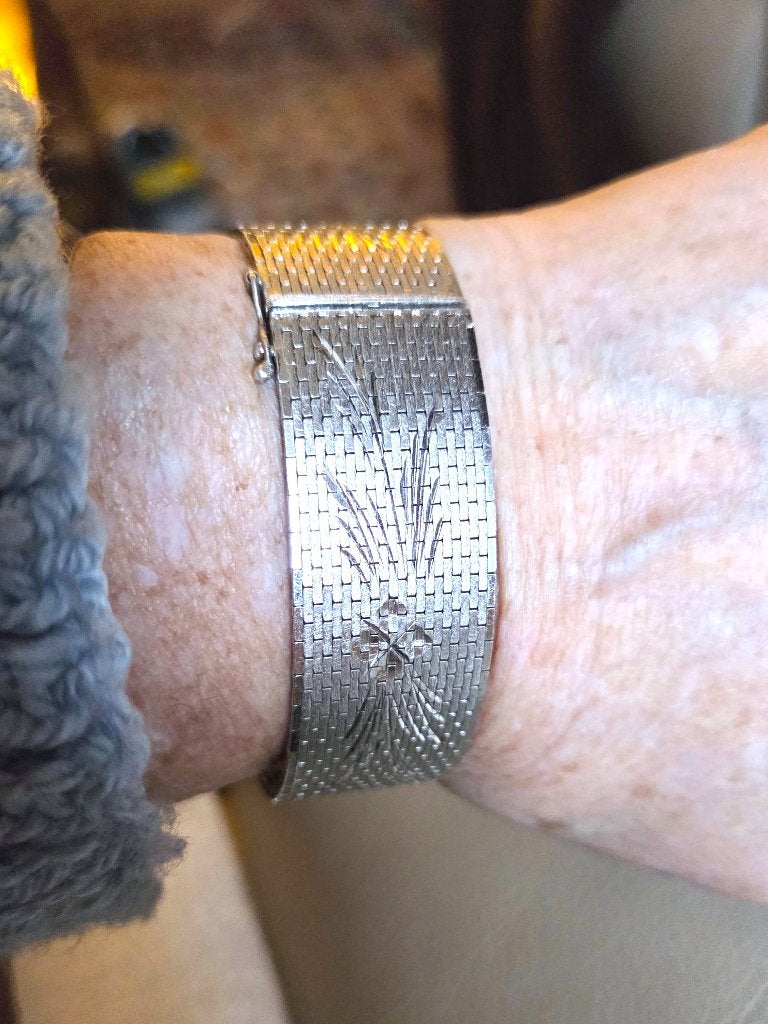 Prachtige zilveren (835) bewerkte DESIGN armband, Ophalen, Zo goed als nieuw, Zilver, Zilver