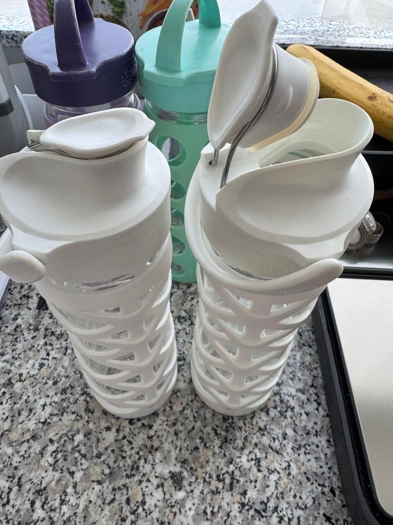 2x Lifefactory glas waterfless silicon sleeve 400ml p.p.s., Ophalen of Verzenden, Zo goed als nieuw