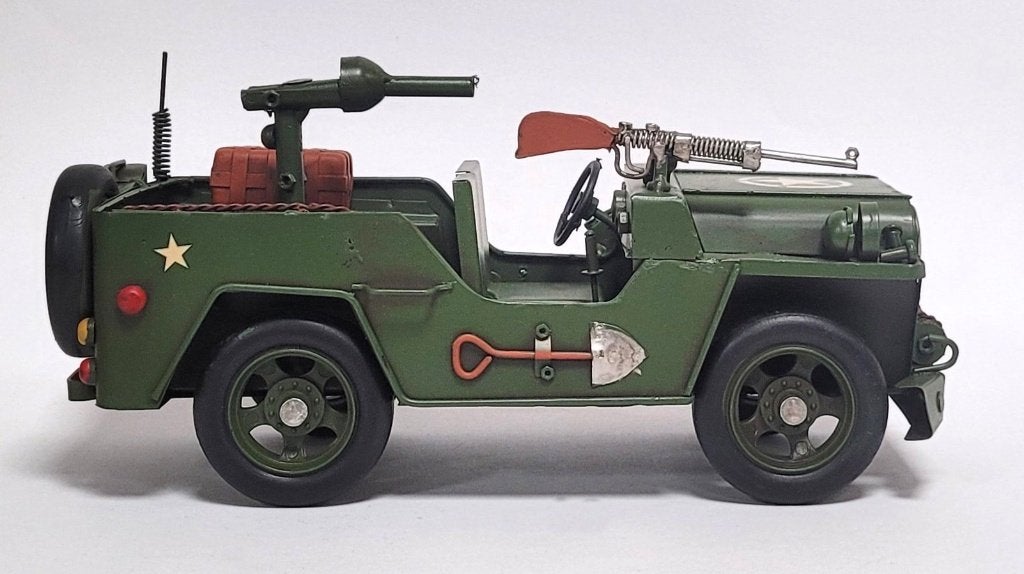 Jeep leger auto miniatuur model van metaal blikken decoratie, Ophalen of Verzenden, Nieuw, Auto's