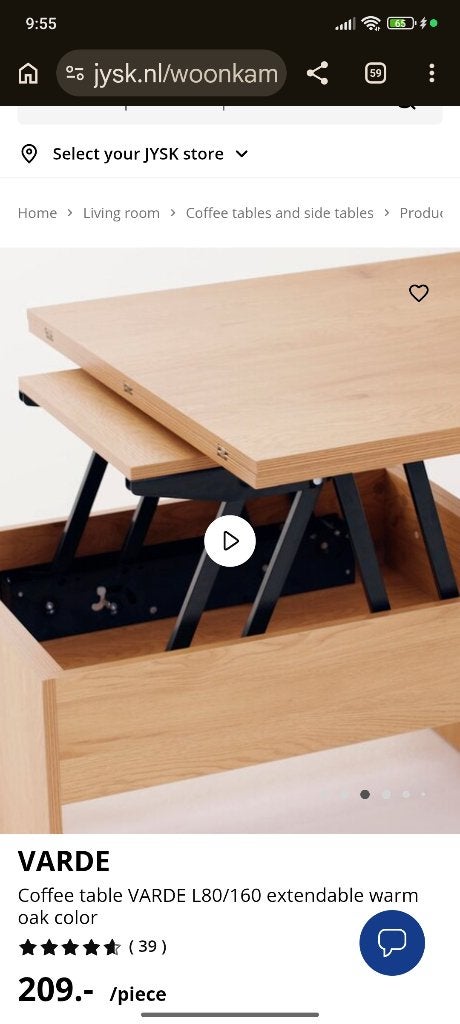 Extendable coffee table jysk, Huis en Inrichting, Tafels | Eettafels, Ophalen, 100 tot 150 cm, 50 tot 100 cm, Zo goed als nieuw