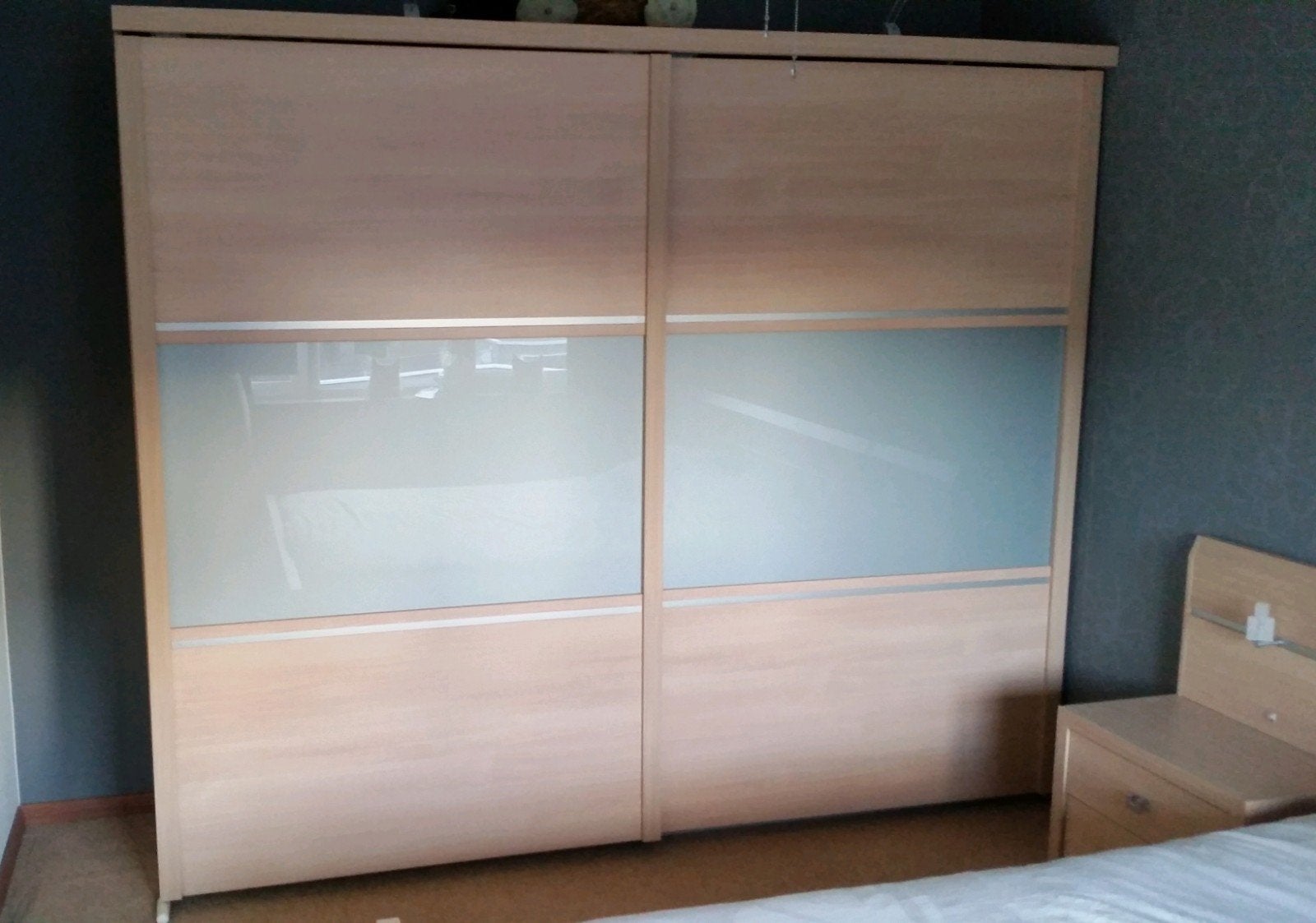 Kast met schuifdeuren 250x210x56, Huis en Inrichting, Kasten | Kledingkasten, Ophalen, Met deur(en), 200 cm of meer, Eikenhout