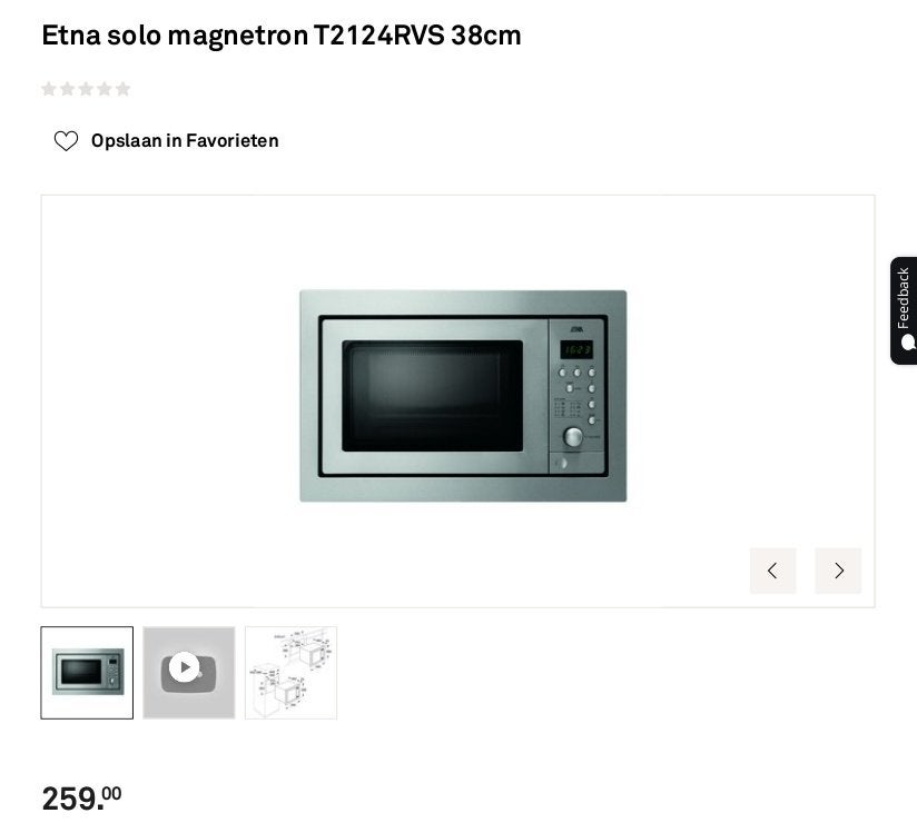 Etna T2124RVS E01 magnetron, Ophalen, Gebruikt, Magnetron, Inbouw