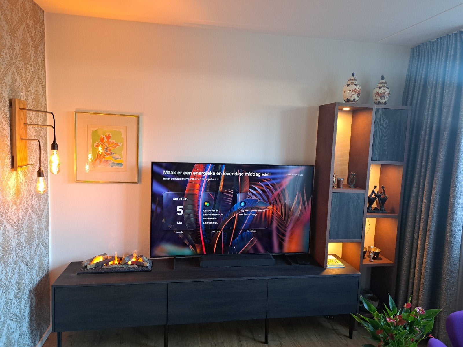 WAND TV MEUBEL met openhaard, Huis en Inrichting, Overige materialen, Gebruikt, 200 cm of meer, Ophalen of Verzenden
