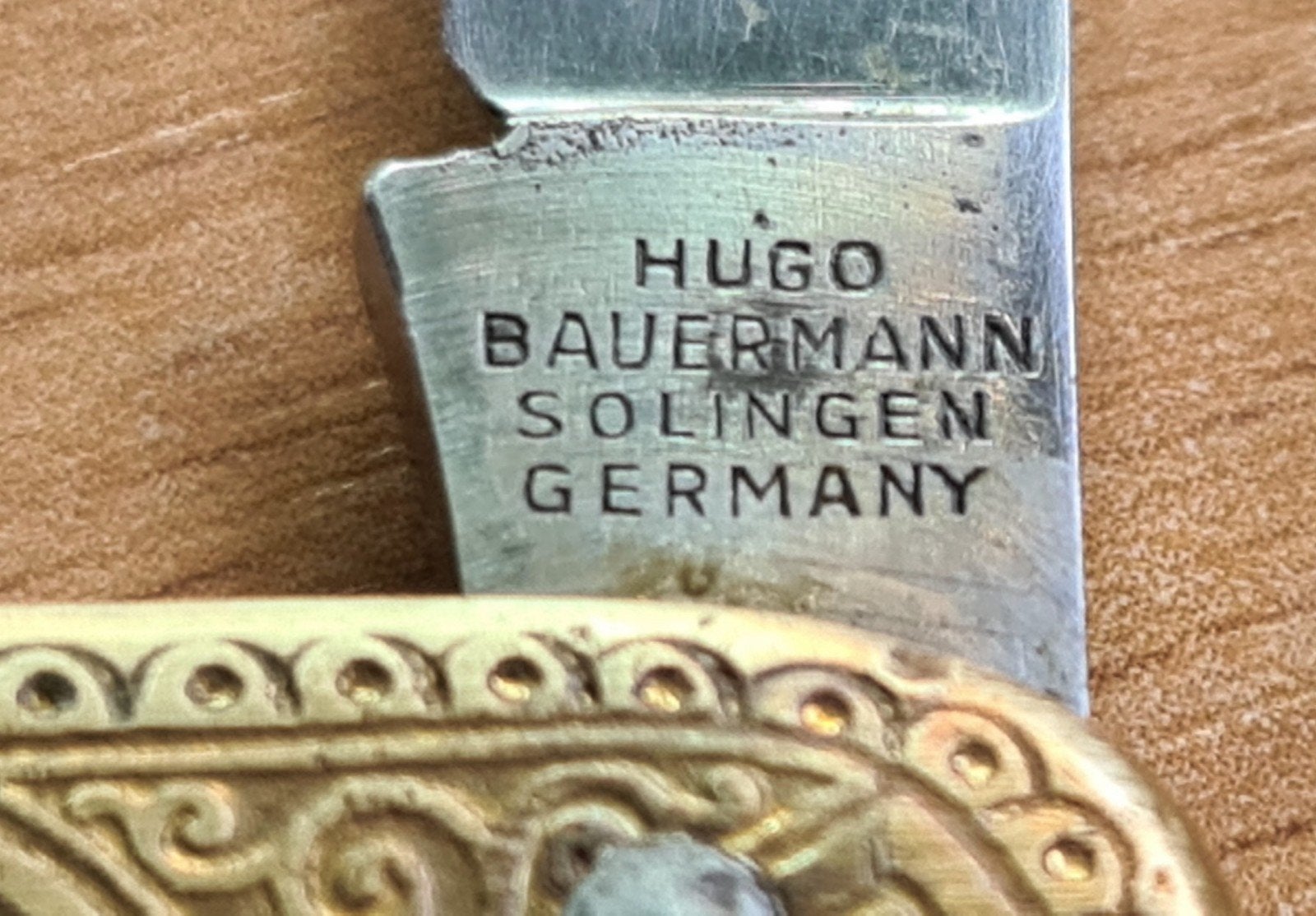 Antiek Hugo Bauermann Solingen Zakmes - Rijkelijk Versierd, Antiek en Kunst, Antiek | Bestek, Ophalen of Verzenden