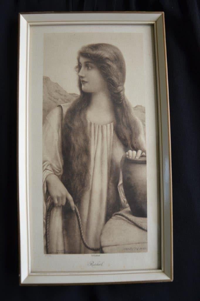 oud prentje Rachel van Henry Ryland. rond 1900., Ophalen of Verzenden, Klassiek, Achter glas, Portret of Personen