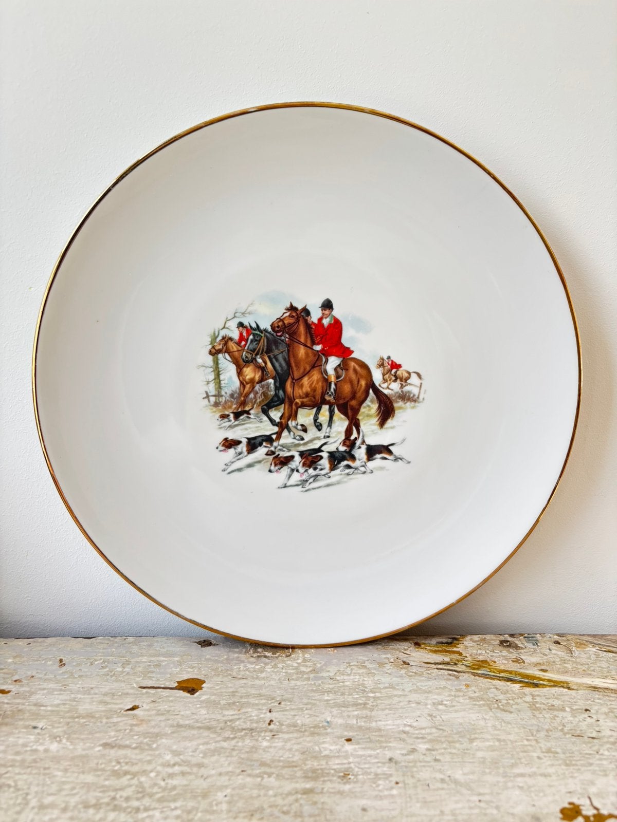 Groot vintage Serveerboord met Jachtscène van H.J. Wood, Ophalen of Verzenden