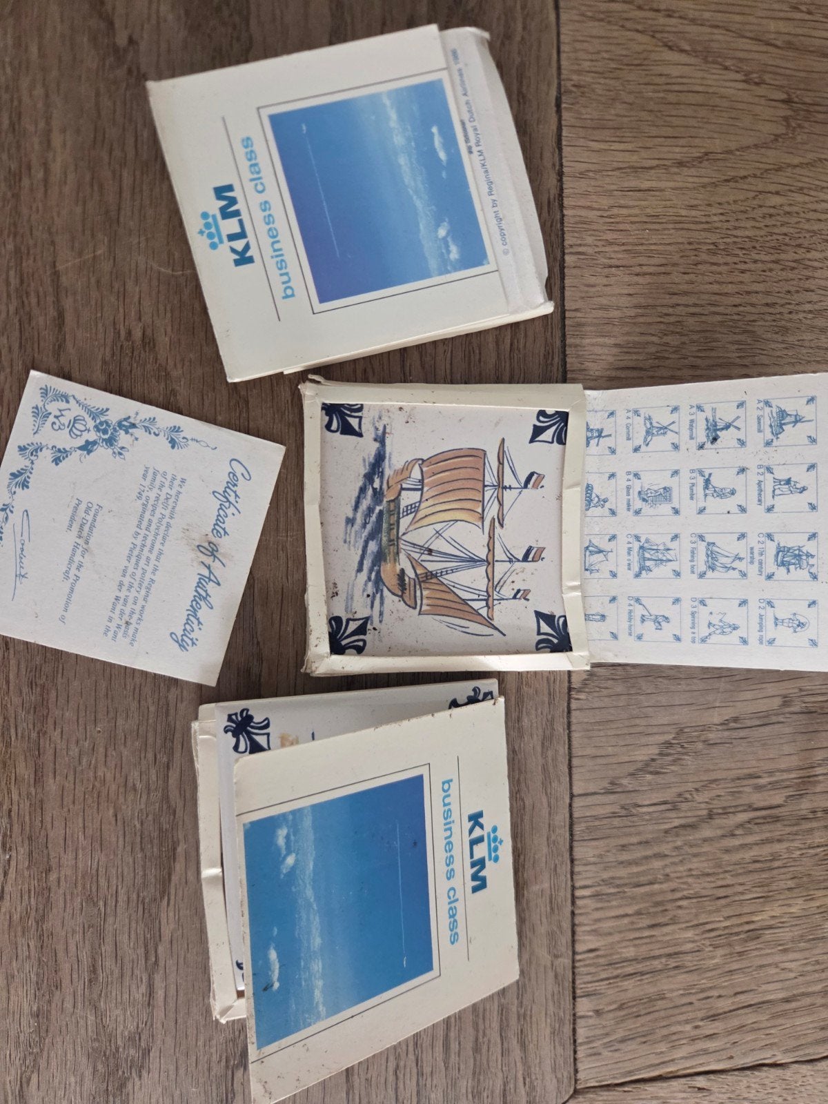 KLM Business Class Delft Polychroom Tegels (3 stuks), Ophalen of Verzenden