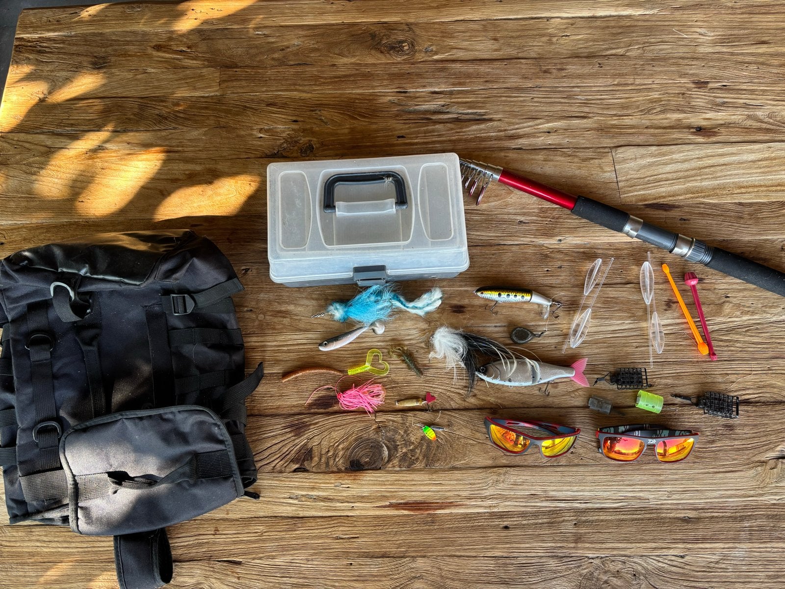 Diverse visspullen: rugzak, hengel, kunstaas, accessoires, Watersport en Boten, Ophalen of Verzenden, Gebruikt, Werphengel
