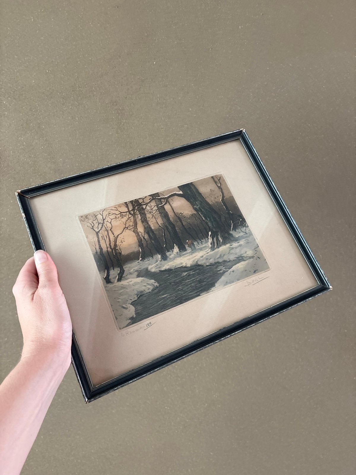 Ets "Le Ruisseau" van Lucien Dasselborne, Antiek en Kunst, Kunst | Etsen en Gravures, Ingelijst, Ets, Ophalen of Verzenden, Landschap