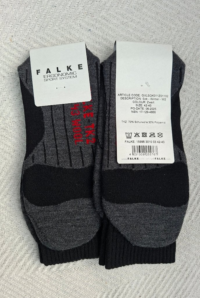 2 paar Falke TK2 Zwart Winter, maat 42-43, Zwart, Falke, Nieuw, FALKE KGaA