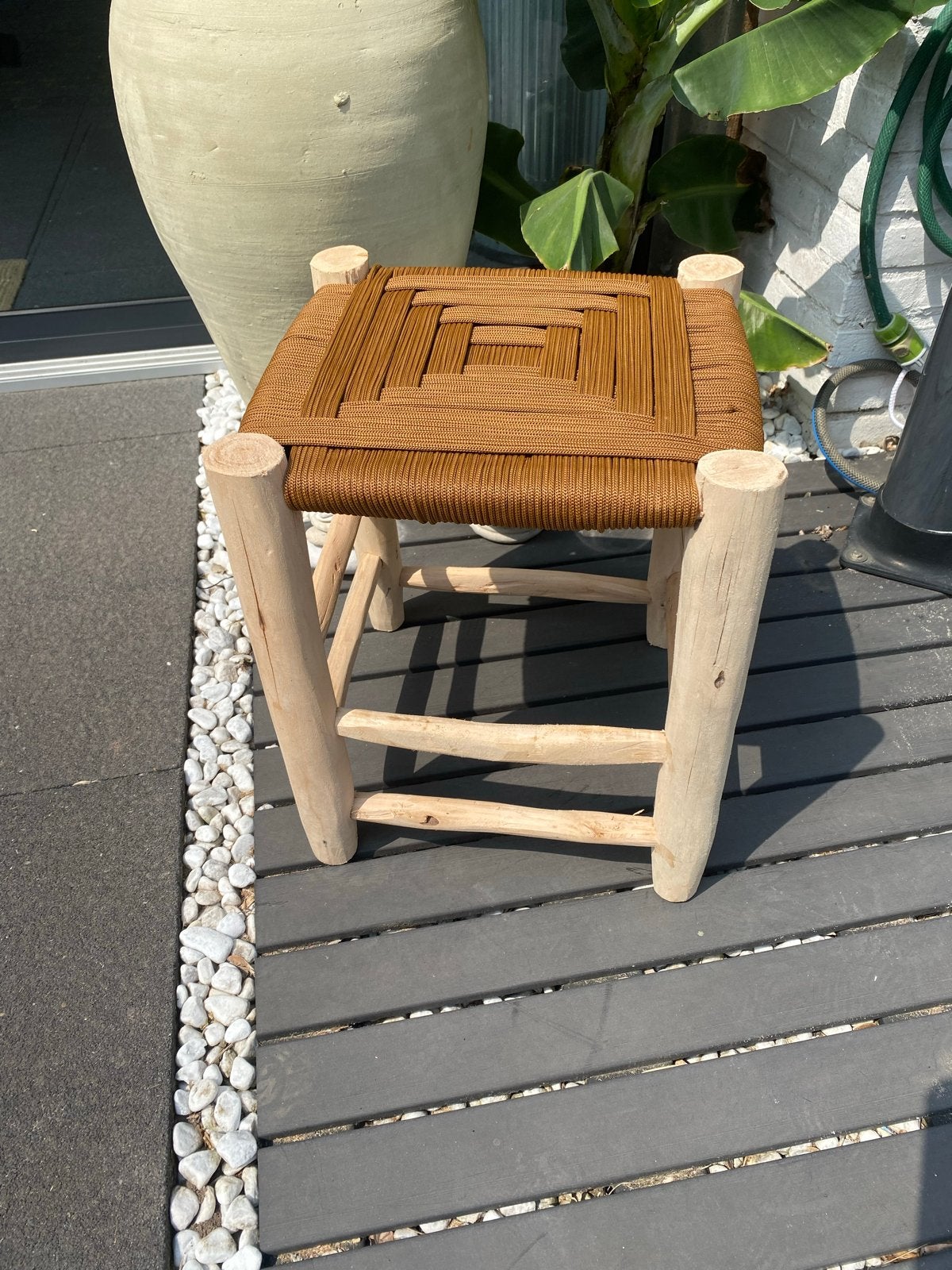 Handgemaakt krukje van eucalyptushout en touw, Ophalen of Verzenden, Nieuw, Hout