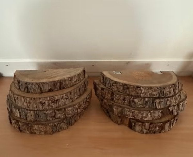 Decoratieve boomstam schijven 35 cm Wanddecoratie 8 stuks, Ophalen, Zo goed als nieuw