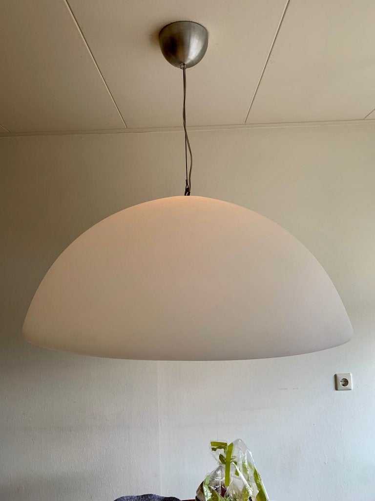 Grote witte hanglamp - Modern design, Huis en Inrichting, Ophalen, E27 (groot), Zo goed als nieuw, Modern, minimalistisch