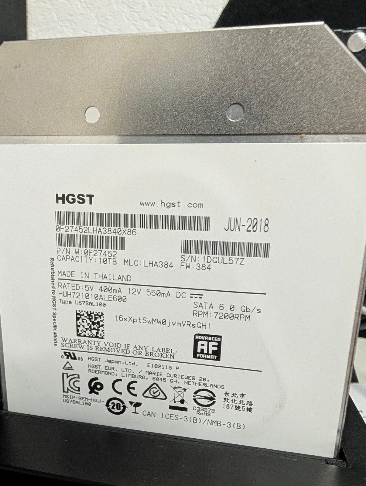 HGST 10TB HDD 10 TB, Ophalen, Zo goed als nieuw