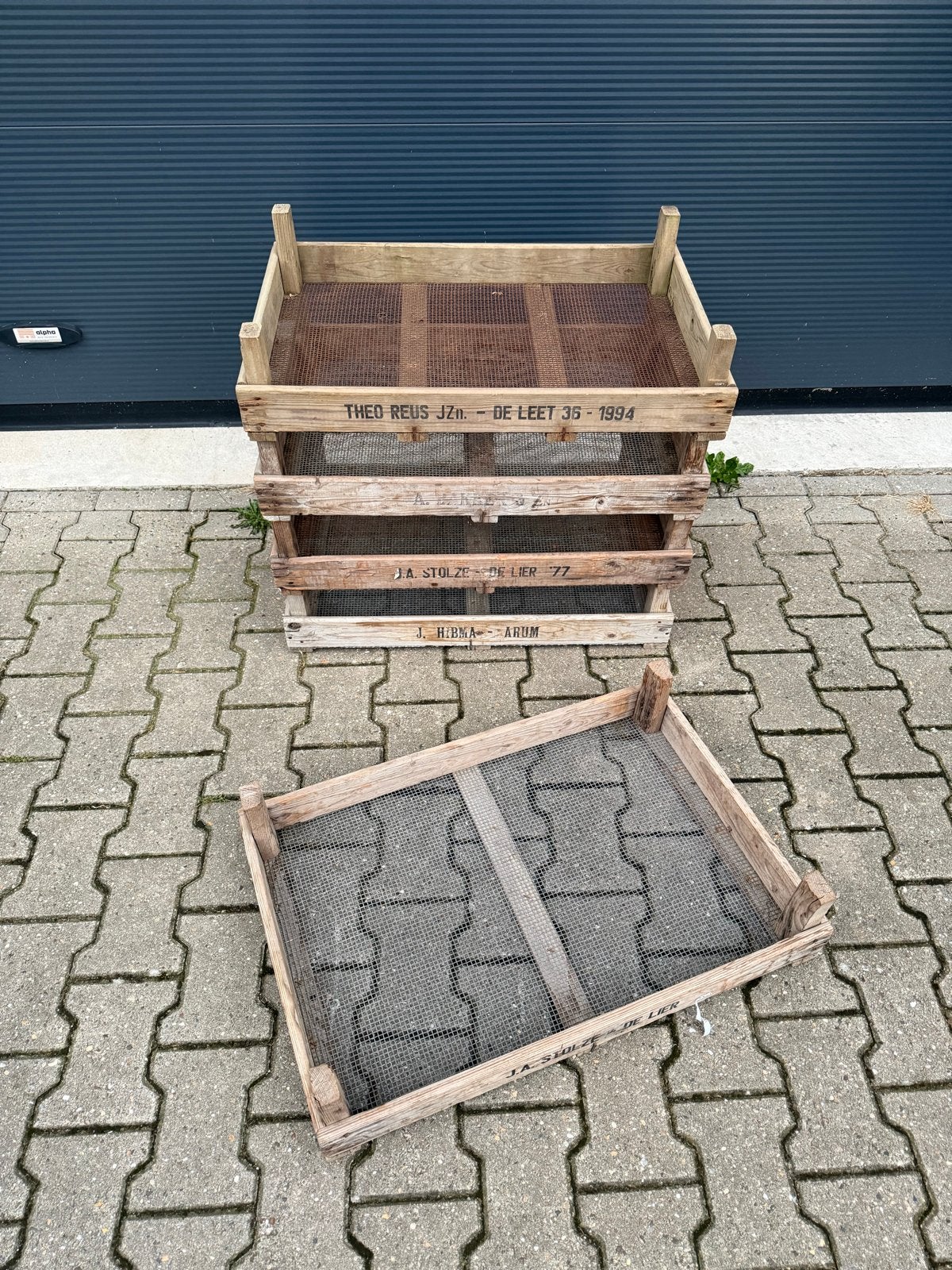 Vintage houten zeefkisten / bollenkisten / appelkistjes, Ophalen of Verzenden