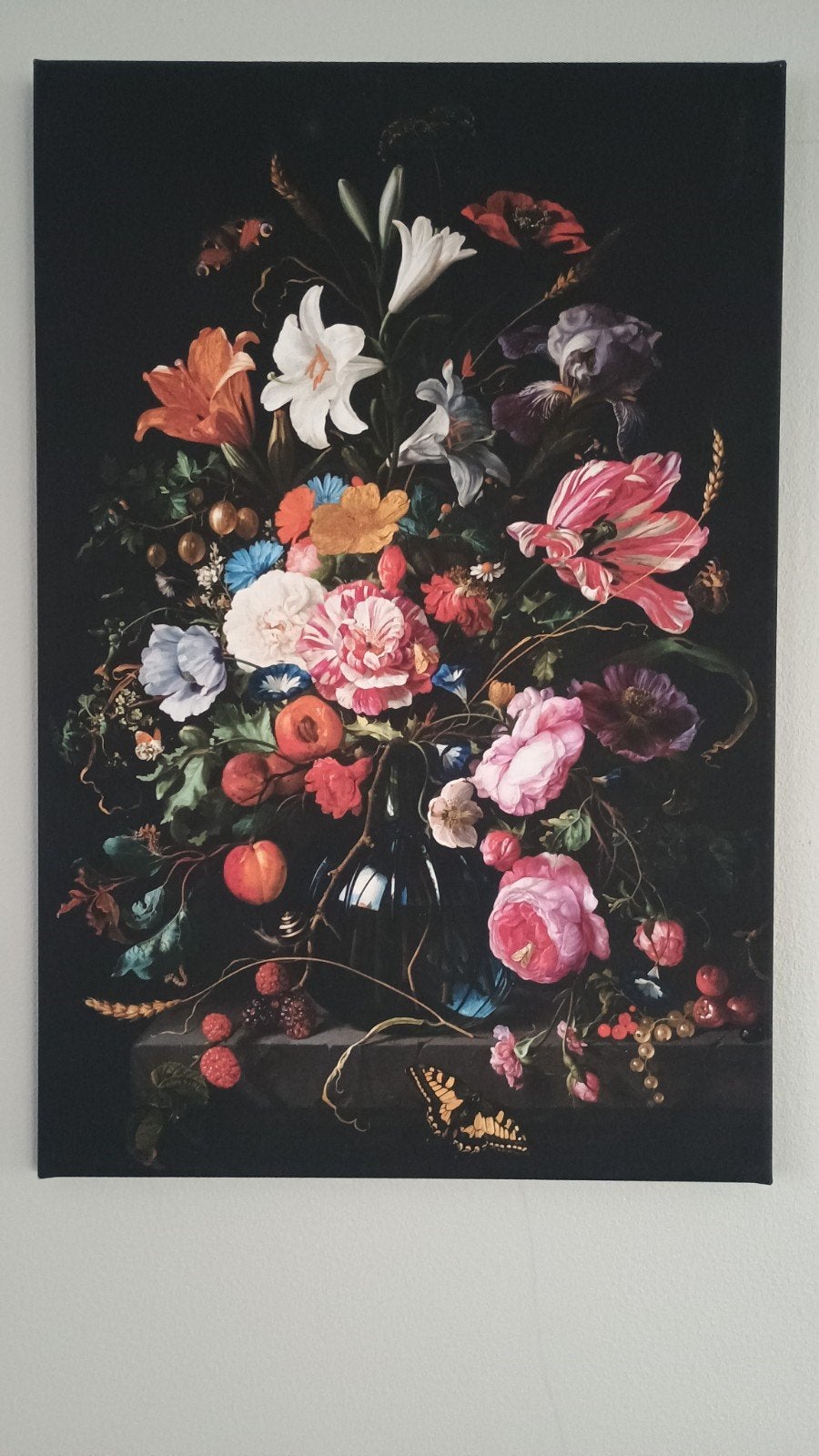 Canvas barokprint van Jan Davidsz de Heem, Vaas met bloemen, 50 – 75, Minder dan 50 cm, Ophalen of Verzenden, Print