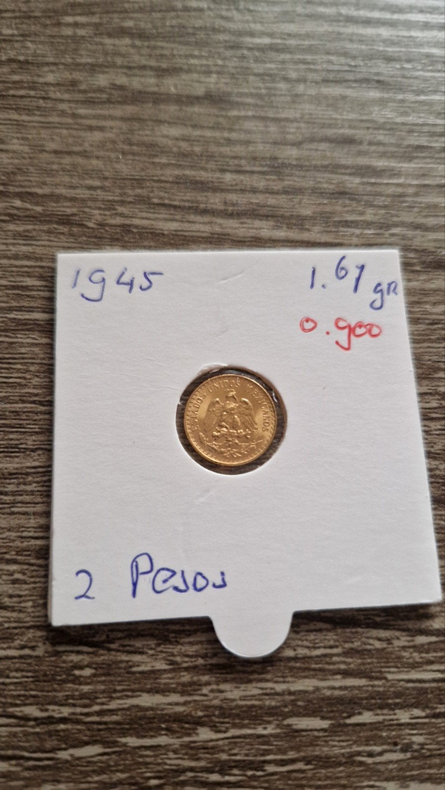 Gouden Mexicaanse 2 Pesos munt 1945, Ophalen, Losse munt, Goud