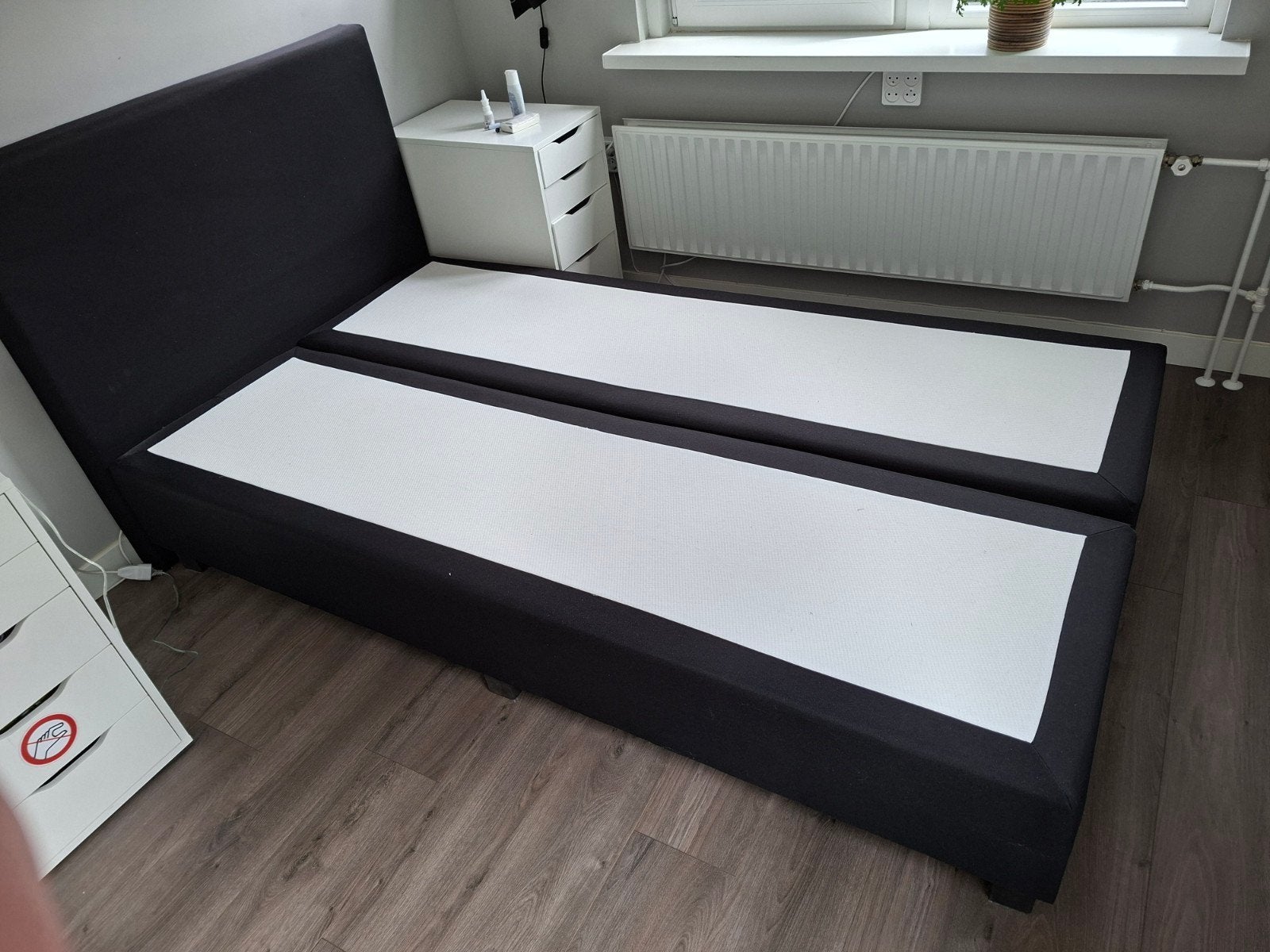 Boxspring, extra lang., Huis en Inrichting, Slaapkamer | Slaapbanken, Ophalen, Tweepersoons, Zo goed als nieuw, 120 cm
