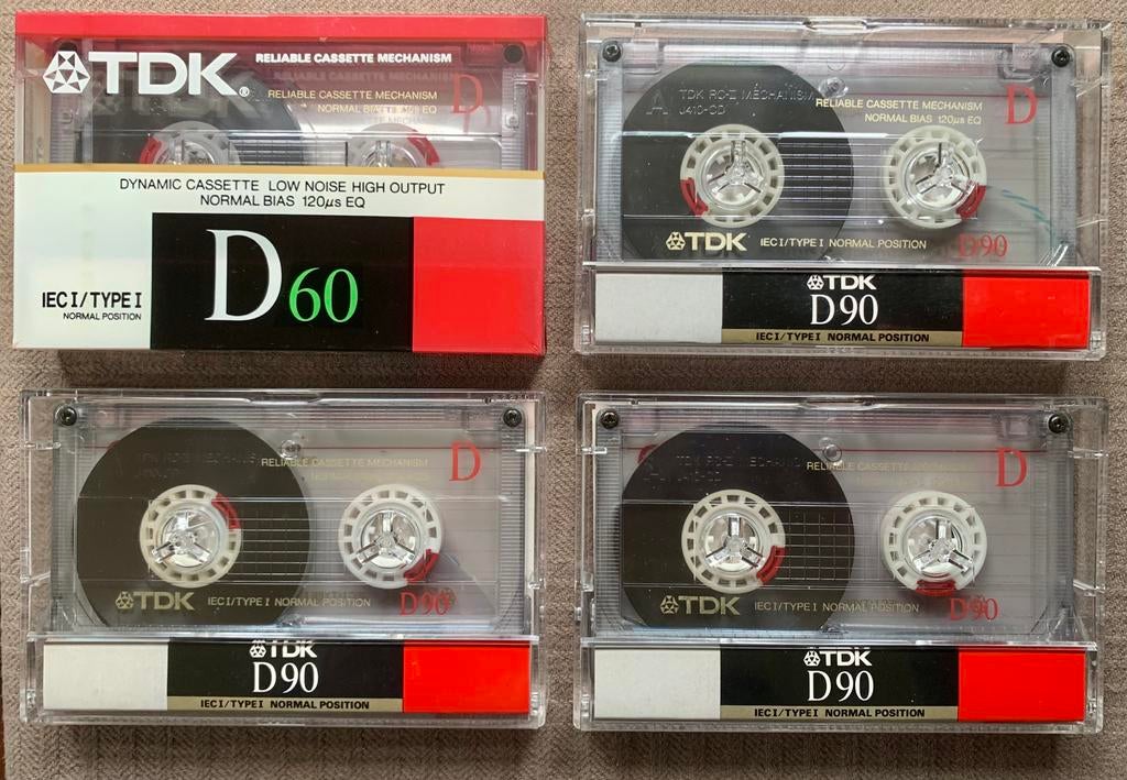 Ongebruikt 4x TDK D90 D60 cassettebandjes D 90 NOS D 60 ZGAN, Zo goed als nieuw, TDK Europe GmbH Rosenheimer Strasse 141 e 81671 Munich GERMANY