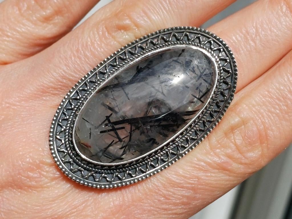 Vanoli 925 zilveren ring met toermalijn kwarts maat 18,5, Sieraden, Tassen en Uiterlijk, Ringen, Daiva1973@hotmail.com, 18 tot 19