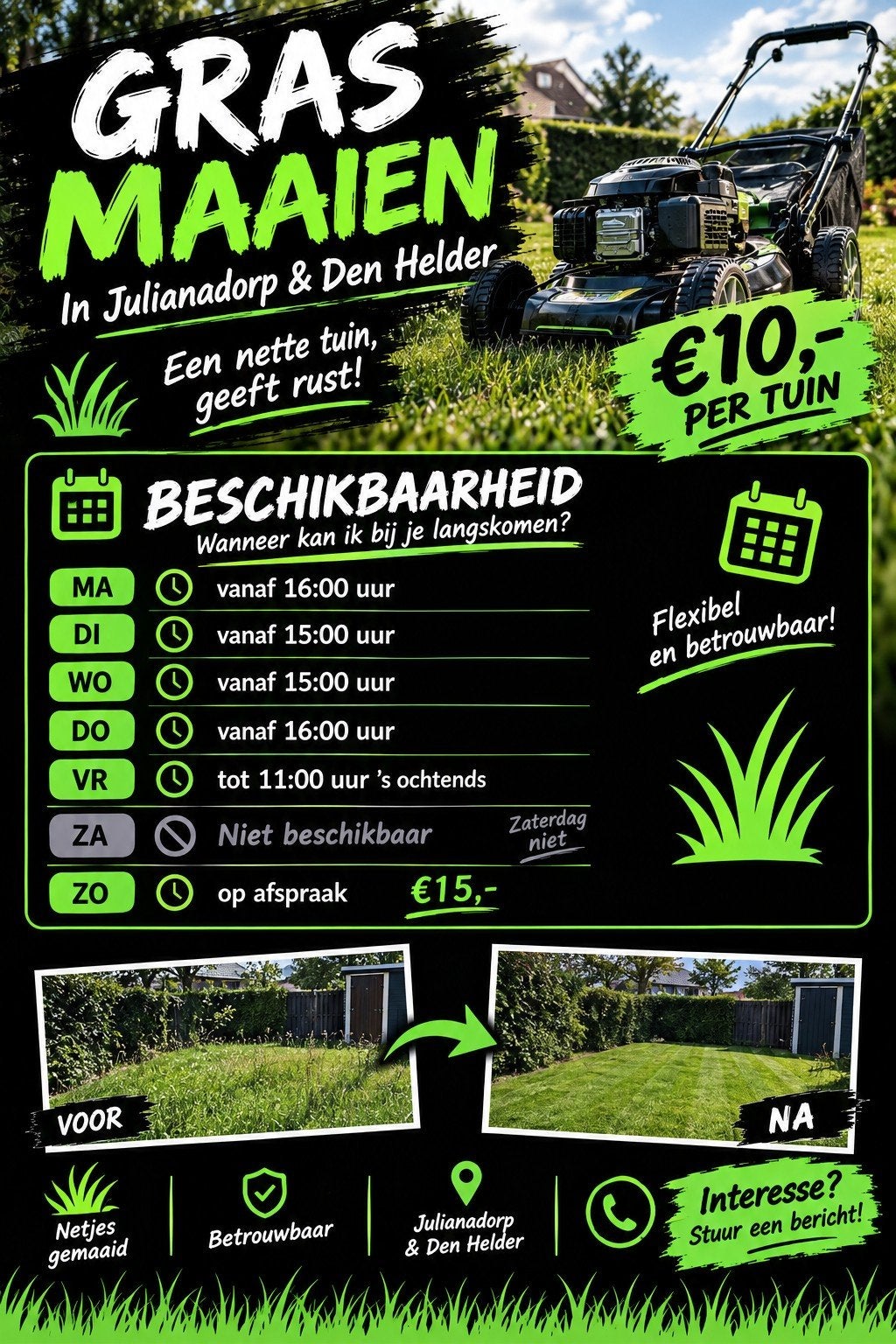 gras maaien, Ophalen, Nieuw, 20 m² of meer