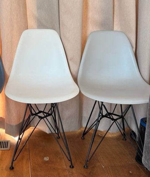 Set van 3 Eames-stijl stoelen, Huis en Inrichting, Stoelen, Ophalen, Kunststof, Gebruikt, Drie