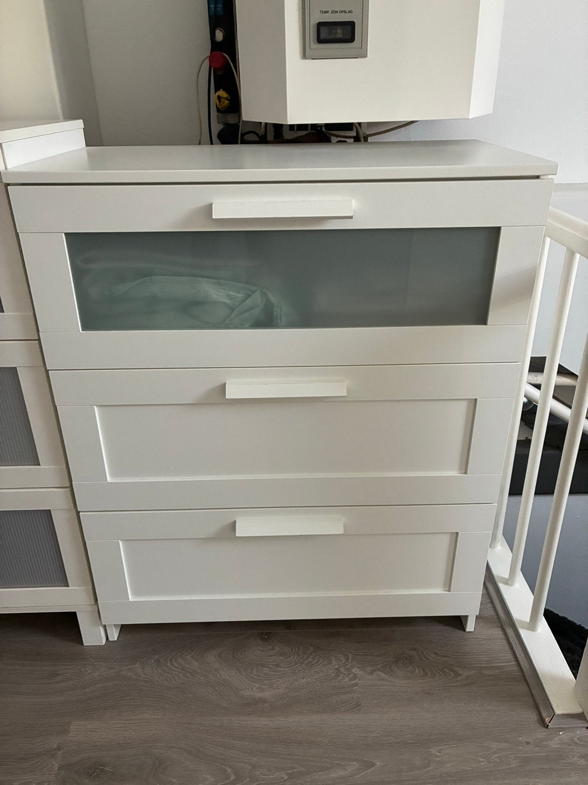 Witte ladekast met 3 laden - IKEA, Ophalen, 100 tot 150 cm, 50 tot 100 cm, Zo goed als nieuw