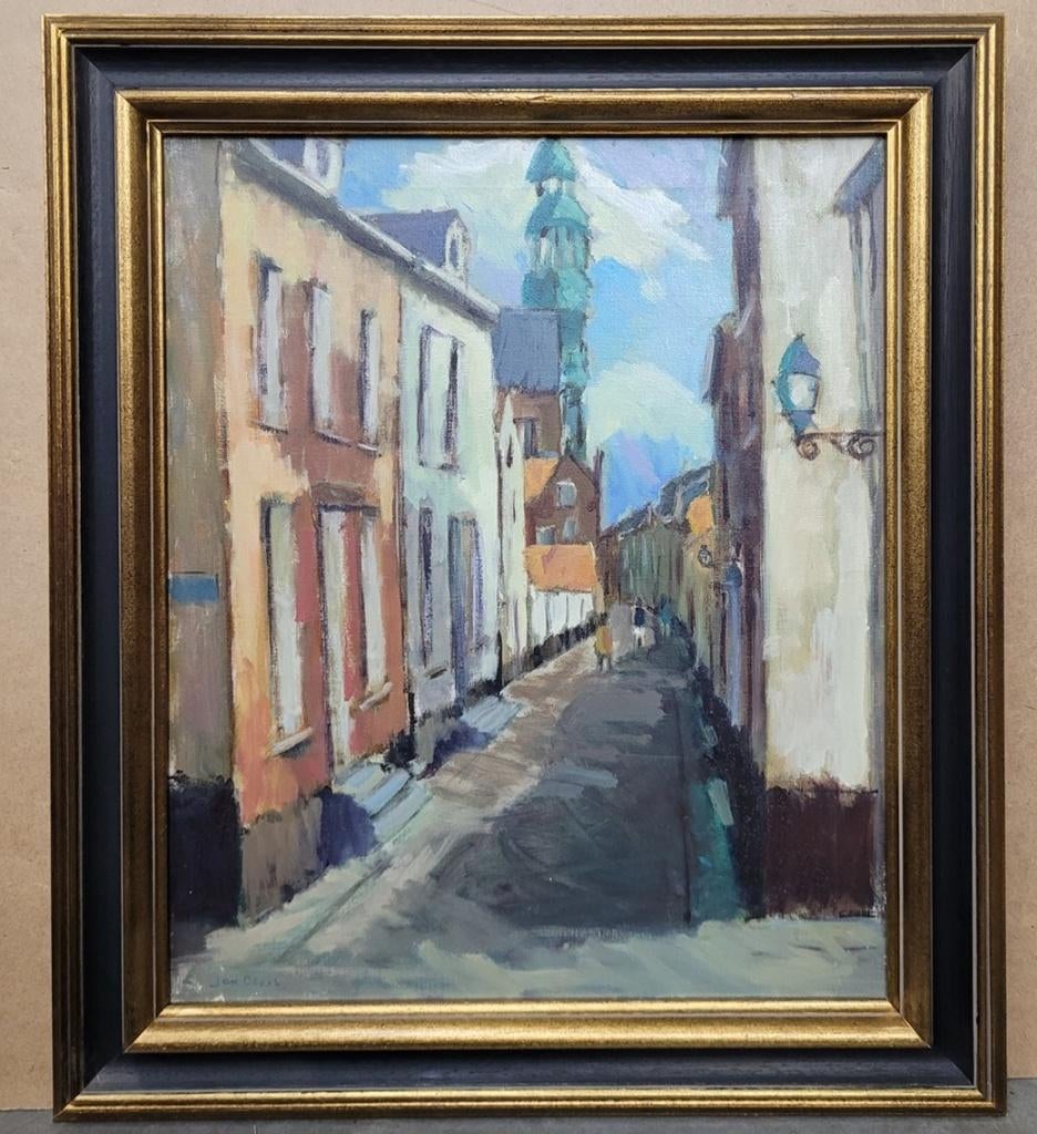 Jan CLAES, geanimeerd straatje, Antiek en Kunst, Kunst | Schilderijen | Klassiek, Ophalen of Verzenden