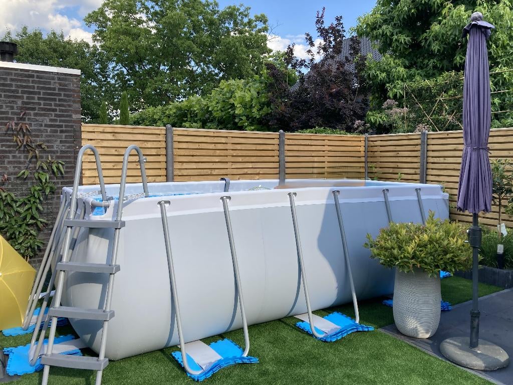 bestway zwembad power steel pool set 412x201x122 Incl..., Tuin en Terras, Zwembaden, 200 tot 300 cm, Zo goed als nieuw, Rechthoekig