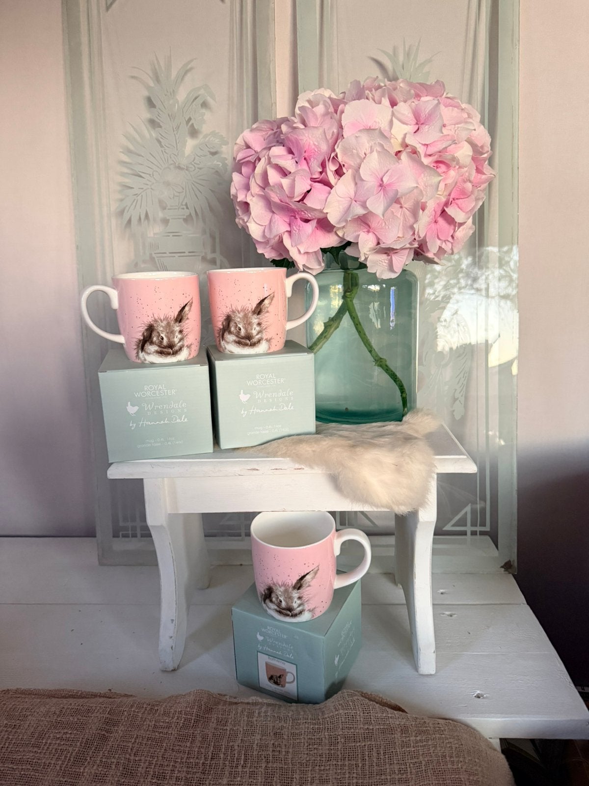 Wrendale designs 3x nieuwe bathtime mokken 440 ml nieuw roze, Ophalen, Overige merken, Klassiek, Nieuw