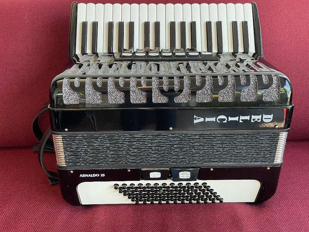 Z.g.a.n. Delicia Arnaldo 23 accordeon . 72 bas . Compact ., Muziek en Instrumenten, 72-bas, Met koffer, Zo goed als nieuw, Delicia