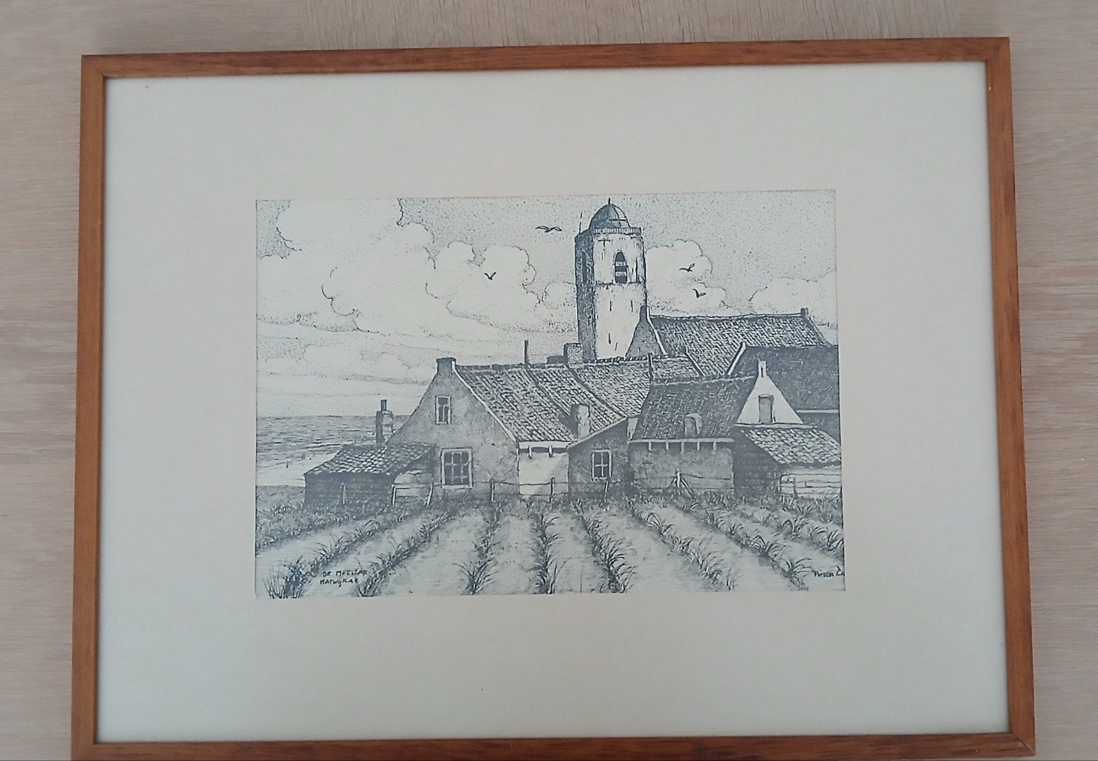 Ets Peter Cox - De Meelzak, Katwijk, Stadsgezicht, Ophalen of Verzenden, Gesigneerd, 1950 - 1999