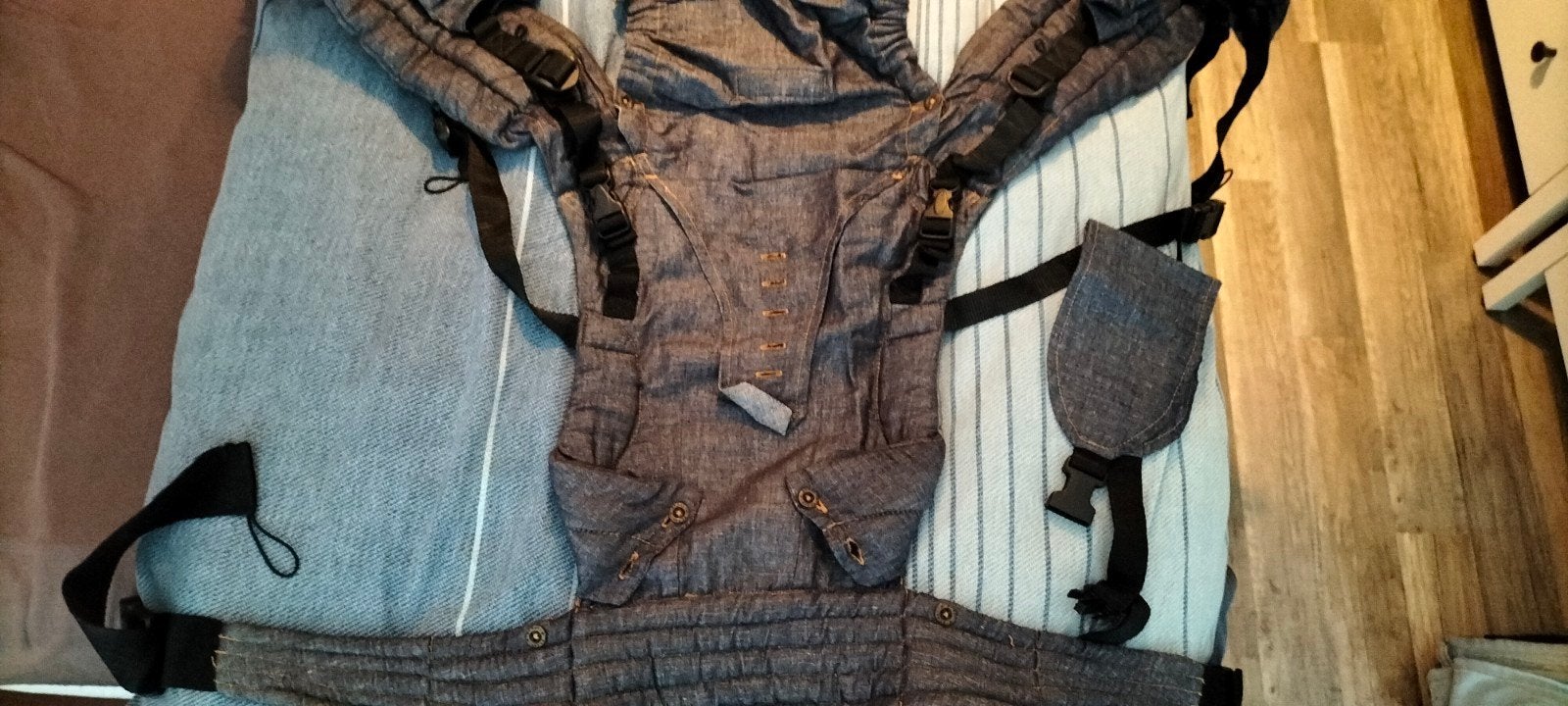 ByKay Draagzak Denim Look - Voor en Achter Dragen, Overige merken, Buik of Rug, Ophalen of Verzenden, Zo goed als nieuw