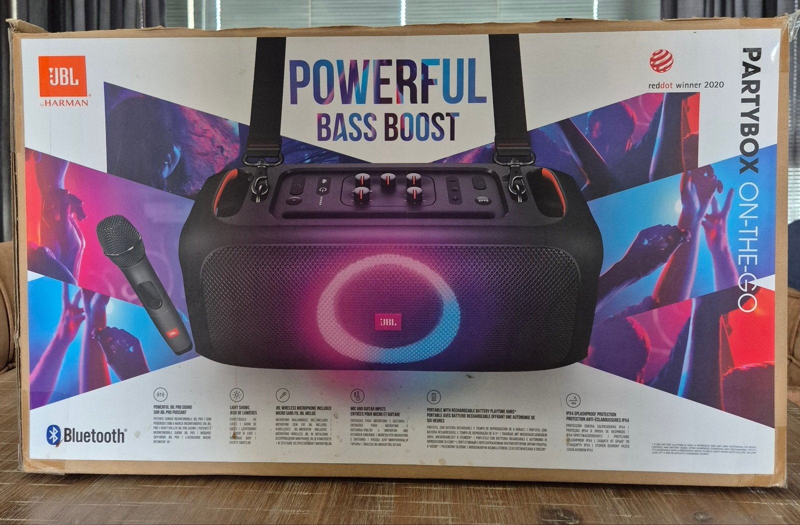 zgan JBL Partybox On-The-Go. Bluetooth., Bluetooth, Ophalen, Zo goed als nieuw, JBL