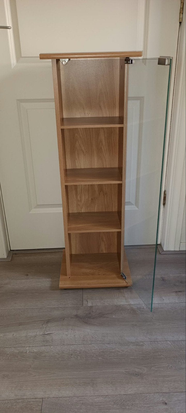 dvd,cd kast met glazen deur 95cm hoog., Ophalen