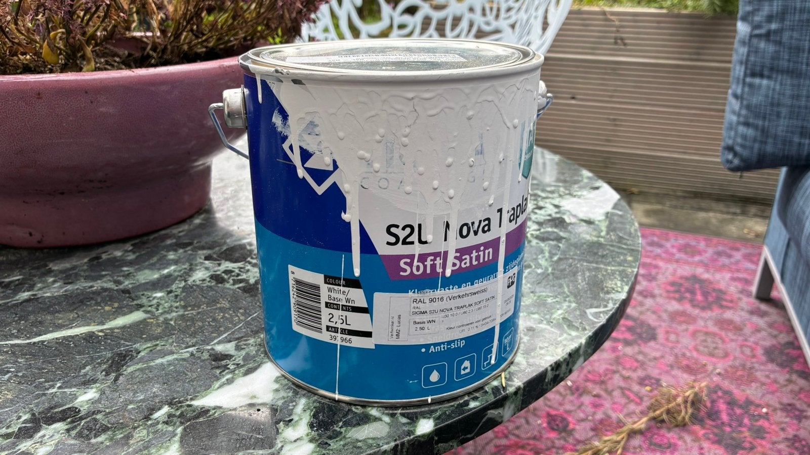 Sigma S2U Nova Traplak Soft Satin–RAL9016 Verkeerswit–2,5 L, Wit, Ophalen of Verzenden, Zo goed als nieuw, Lak