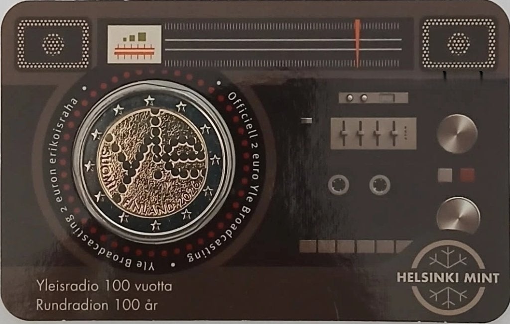 2 Euro FINLAND 2026 "100 Jaar Finse Radio Omroep" coincard., Postzegels en Munten, Munten | Europa | Euromunten, Ophalen of Verzenden