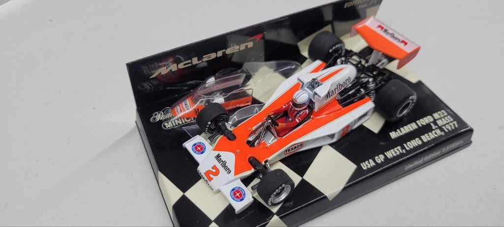 Minichamps McLaren Ford M23 USA GP J.Mass 1977, Ophalen of Verzenden, Zo goed als nieuw, Auto, MiniChamps
